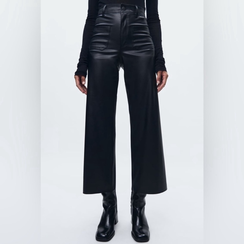 High-Waisted Faux Leather ZW Marine Straight Pants